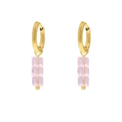 Finaste Earrings triple stones pink goldplated Discount