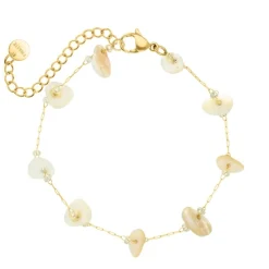 Finaste Enkelbandje beige steentjes goudkleurig Clearance