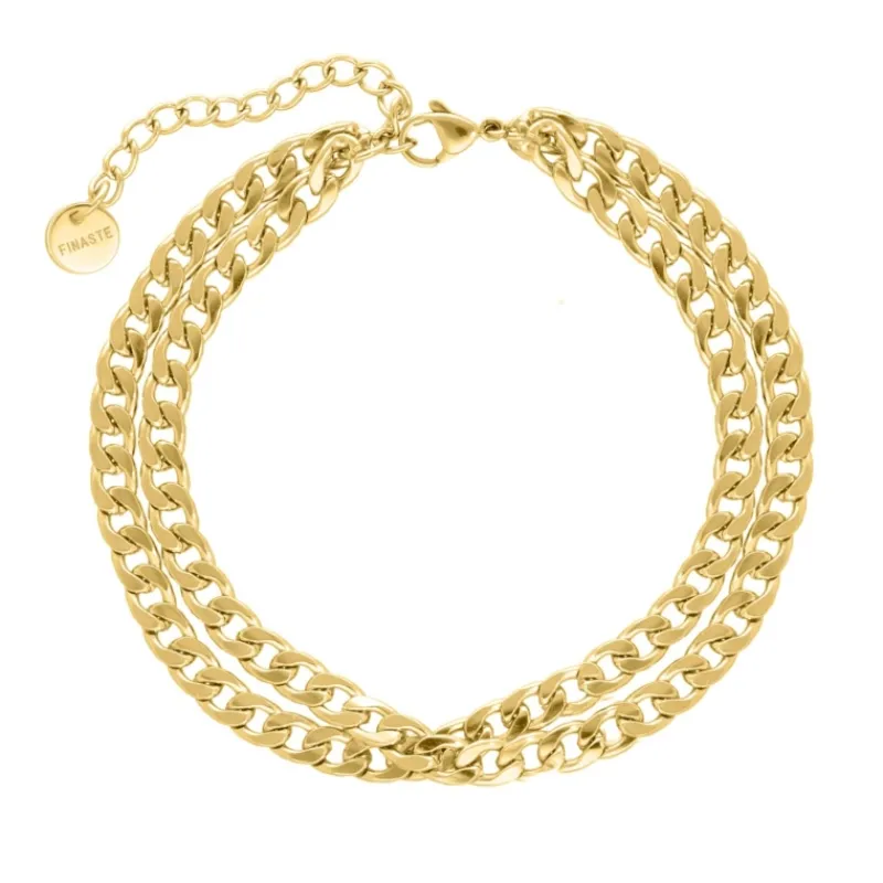 Finaste Enkelbandje dubbel goud kleurig New