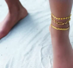 Finaste Enkelbandje flower chain goud kleurig Online