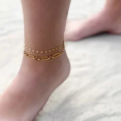 Finaste Enkelbandje open chains goud kleurig Clearance