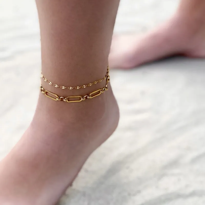 Finaste Enkelbandje open chains goud kleurig Clearance