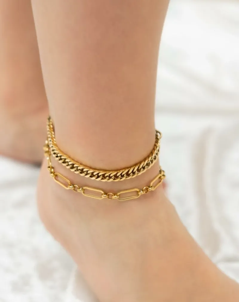 Finaste Enkelbandje open chains goud kleurig Clearance