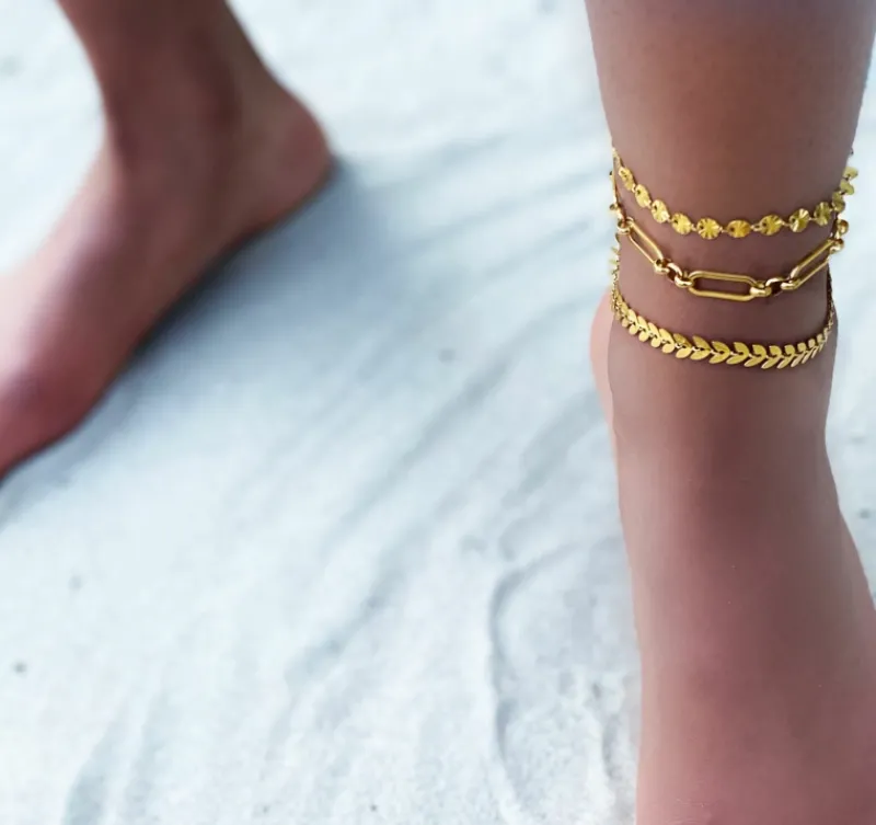 Finaste Enkelbandje open chains goud kleurig Clearance
