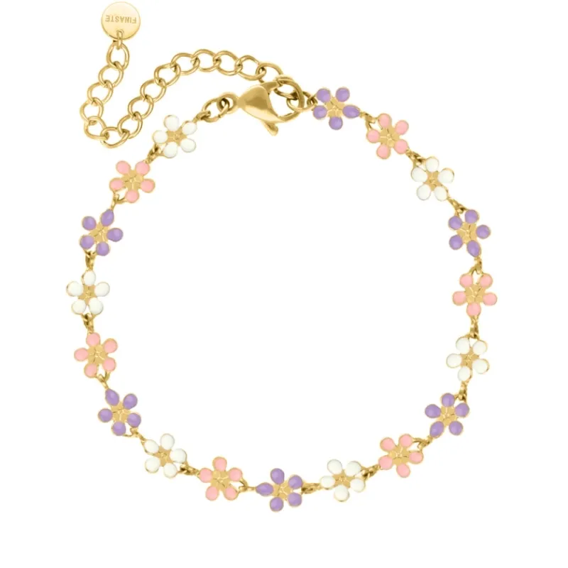 Finaste Flower anklet multicolor goldplated Sale