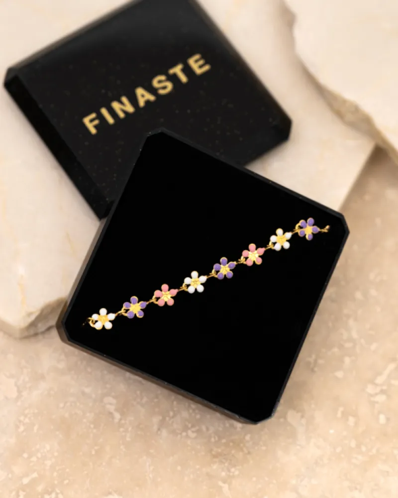 Finaste Flower anklet multicolor goldplated Sale