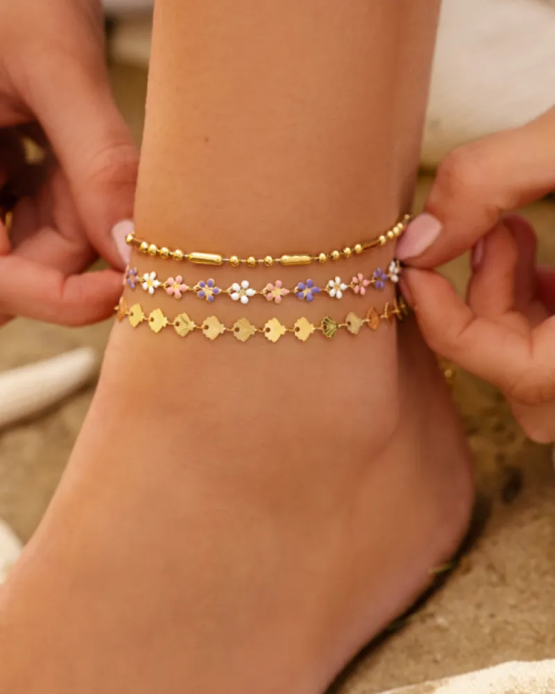 Finaste Flower anklet multicolor goldplated Sale
