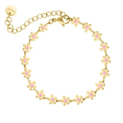 Finaste Flower bracelet pink goudkleurig Hot