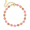 Finaste Flower enkelbandje pink color mix goudkleurig Clearance