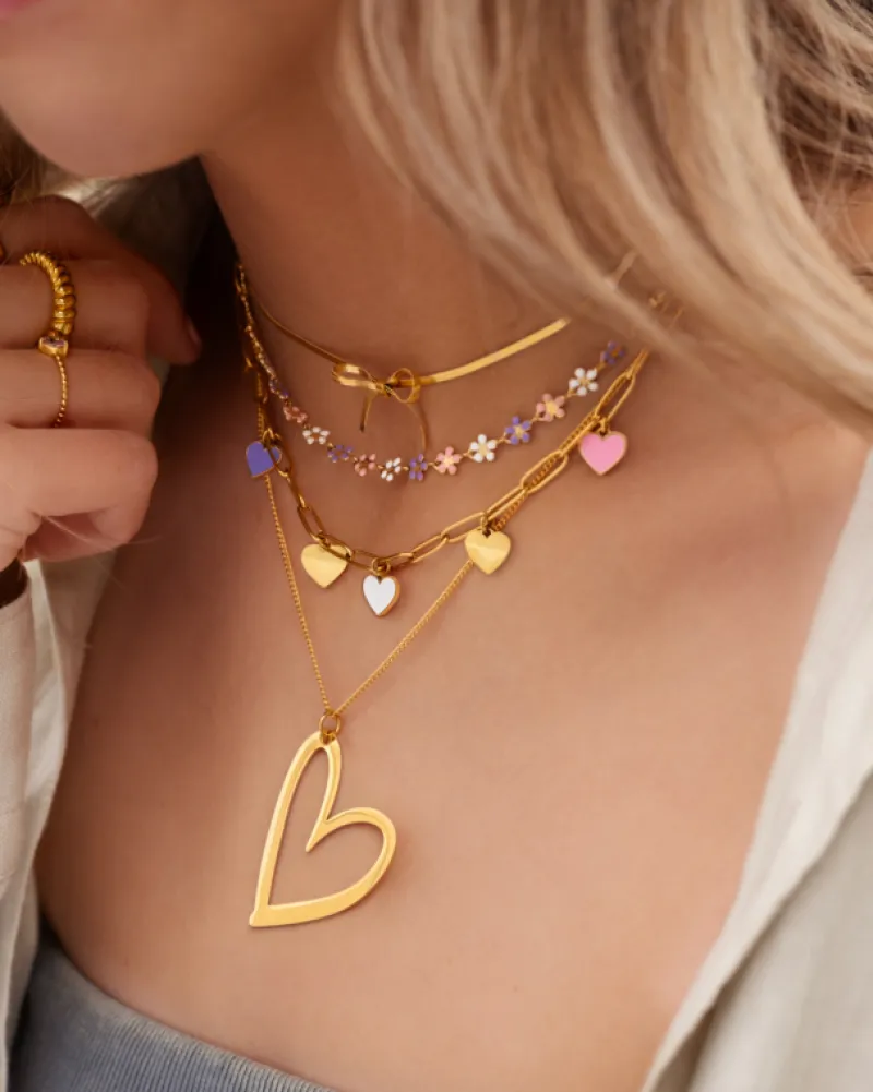 Finaste Flower necklace multicolor goldplated Outlet
