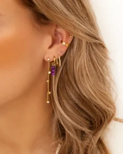 Finaste Geboortesteen oorbellen goudkleurig Fashion
