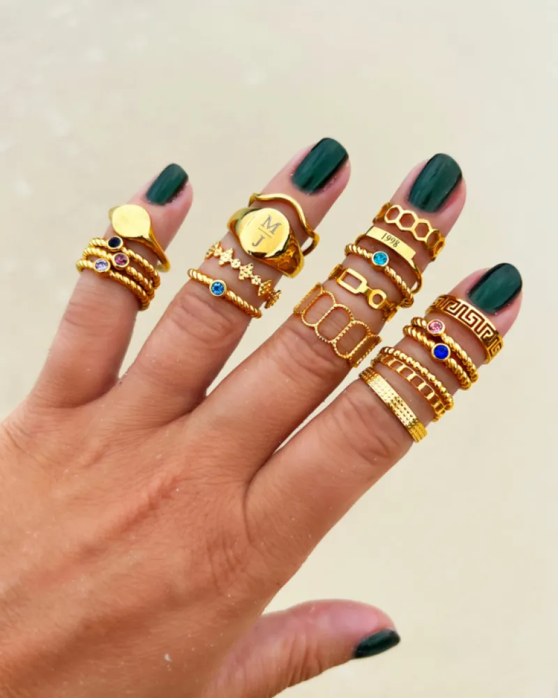 Finaste Geboortesteen ring goudkleurig Hot