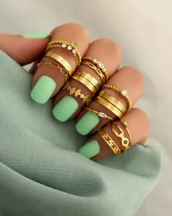 Finaste Geboortesteen ring goudkleurig Hot