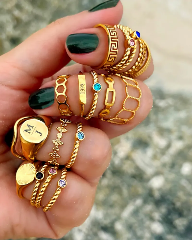 Finaste Geboortesteen ring goudkleurig Hot