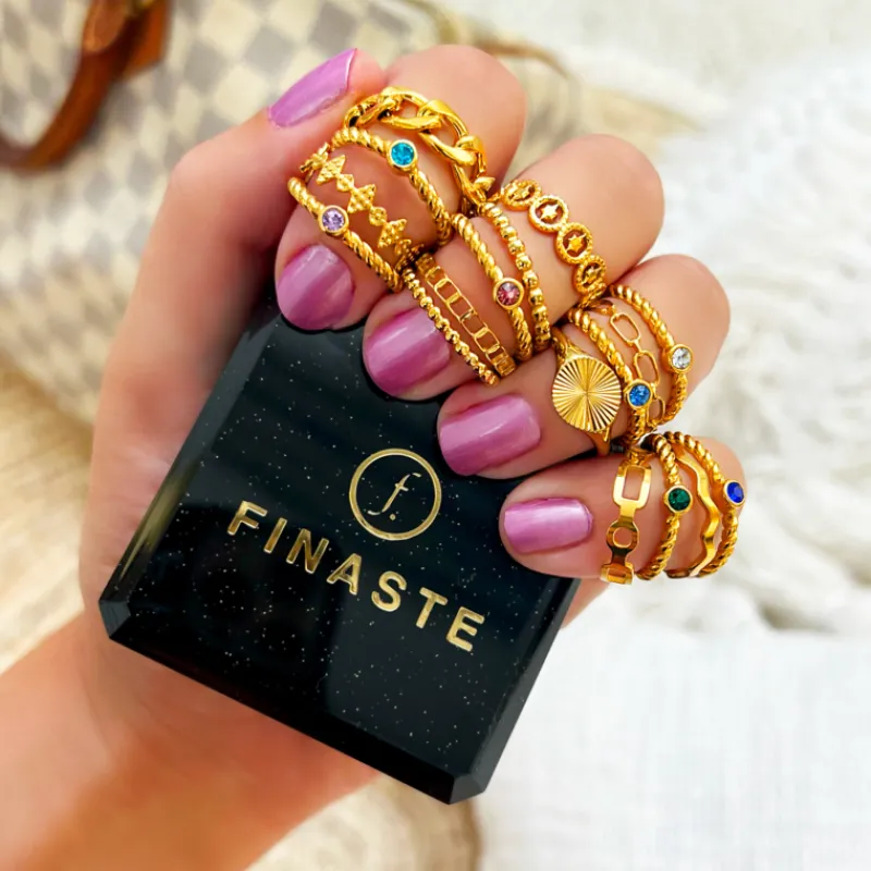 Finaste Geboortesteen ring goudkleurig Hot
