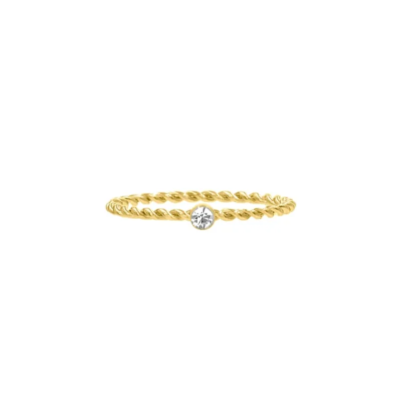 Finaste Gedraaid ringetje met steentje gold plated Best