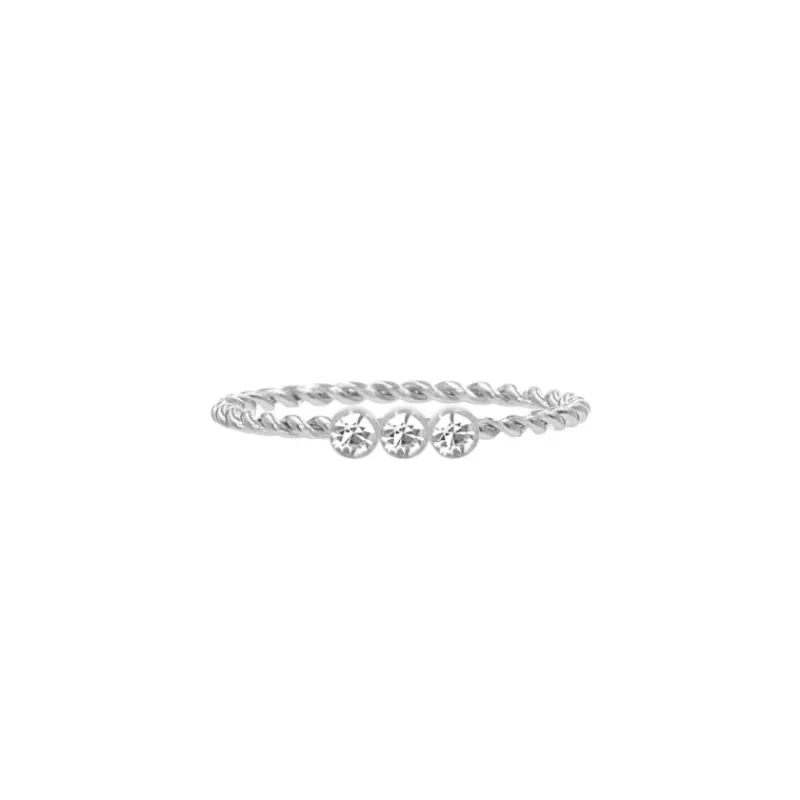 Finaste Gedraaide ring met 3 steentjes Discount