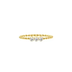 Finaste Gedraaide ring met 3 steentjes goud kleurig Outlet