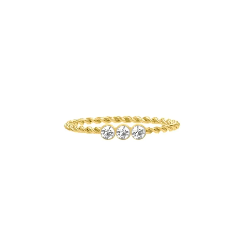 Finaste Gedraaide ring met 3 steentjes goud kleurig Outlet
