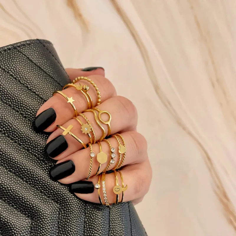 Finaste Gedraaide ring met 3 steentjes goud kleurig Outlet