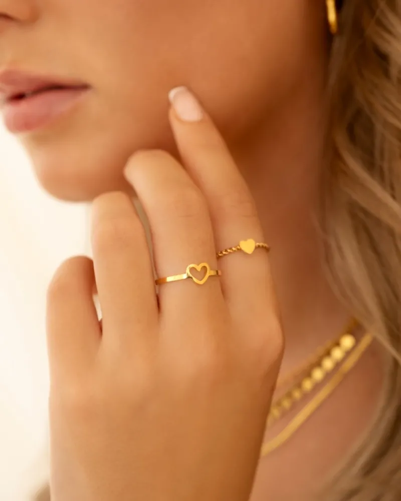 Finaste Gedraaide ring met hartje goud kleurig New