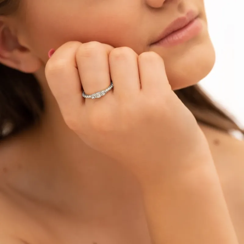 Finaste Gedraaide ring three stones Fashion