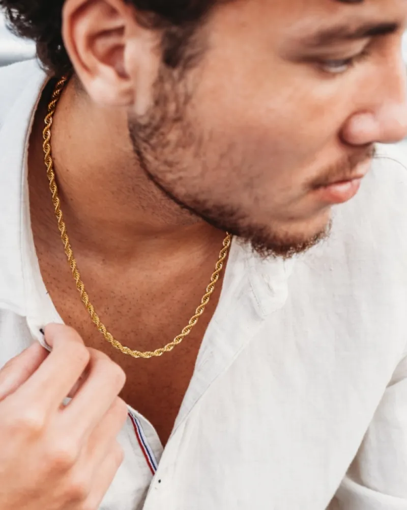 Finaste Gedraaide Schakelketting Heren Goudkleurig Hot