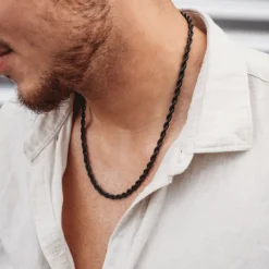 Finaste Gedraaide Schakelketting Heren Zwart Fashion
