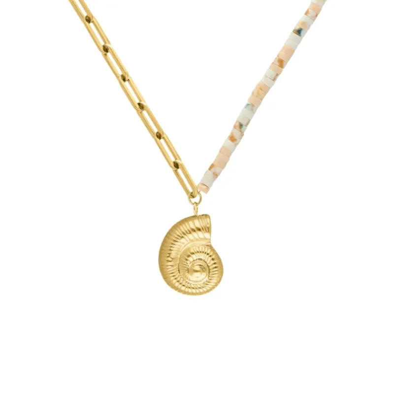 Finaste Gekleurde chain ketting met schelp goudkleurig Sale
