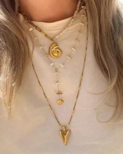 Finaste Gekleurde chain ketting met schelp goudkleurig Sale
