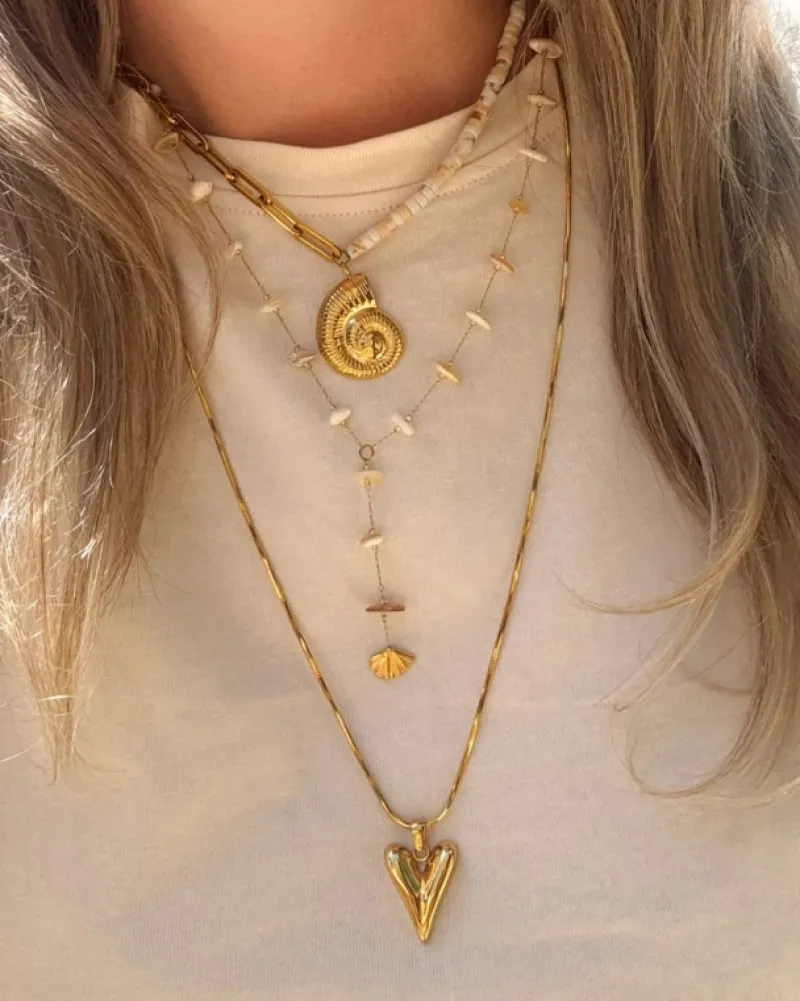 Finaste Gekleurde chain ketting met schelp goudkleurig Sale