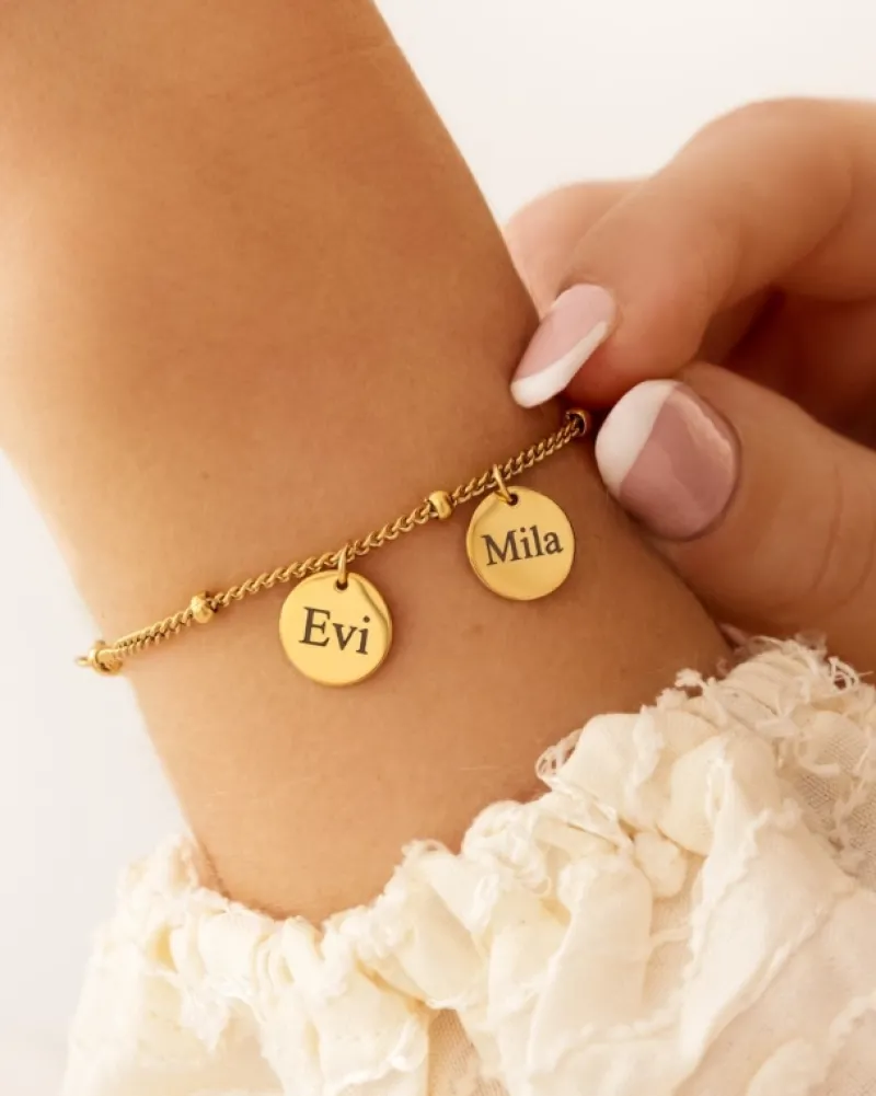 Finaste Gepersonaliseerde armband 2 muntjes goud kleurig Fashion