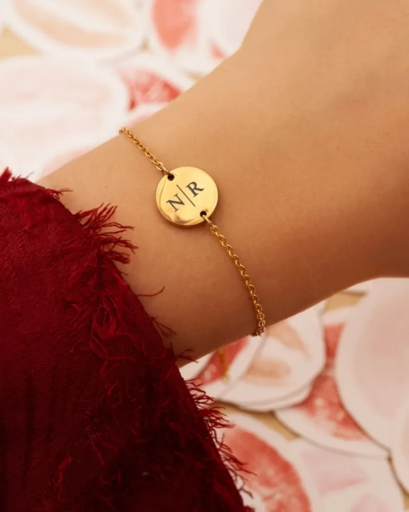 Finaste Gepersonaliseerde Armband Twee Initialen Goud Kleurig Sale