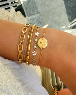 Finaste Gepersonaliseerde Armband Twee Initialen Goud Kleurig Sale