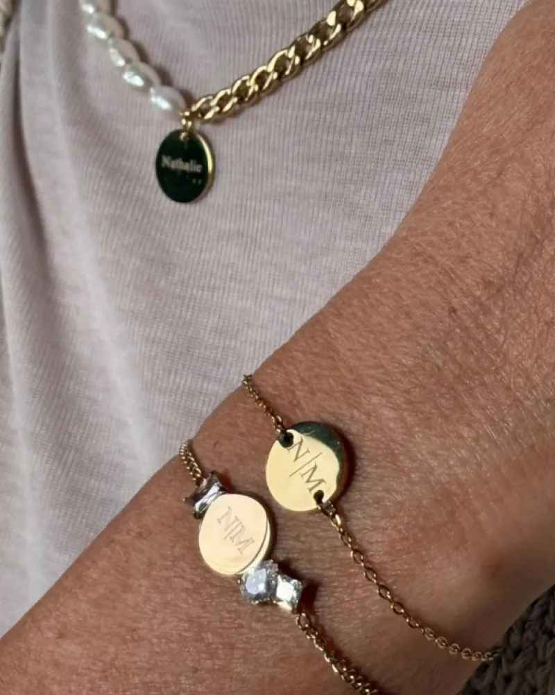 Finaste Gepersonaliseerde Armband Twee Initialen Goud Kleurig Sale