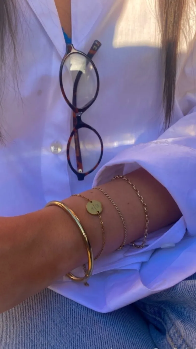 Finaste Gepersonaliseerde Armband Twee Initialen Goud Kleurig Sale