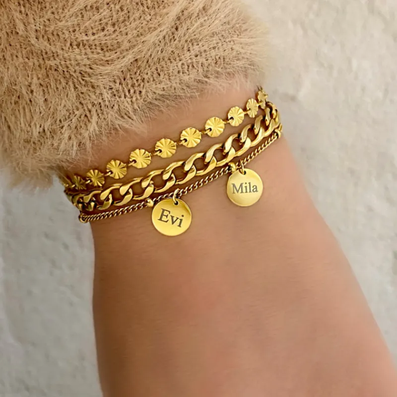 Finaste Gepersonaliseerde armband 2 muntjes goud kleurig Fashion