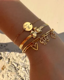 Finaste Gepersonaliseerde Armband Twee Initialen Goud Kleurig Sale