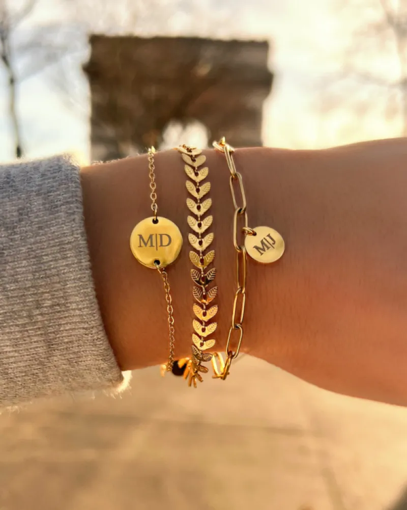 Finaste Gepersonaliseerde Armband Twee Initialen Goud Kleurig Sale