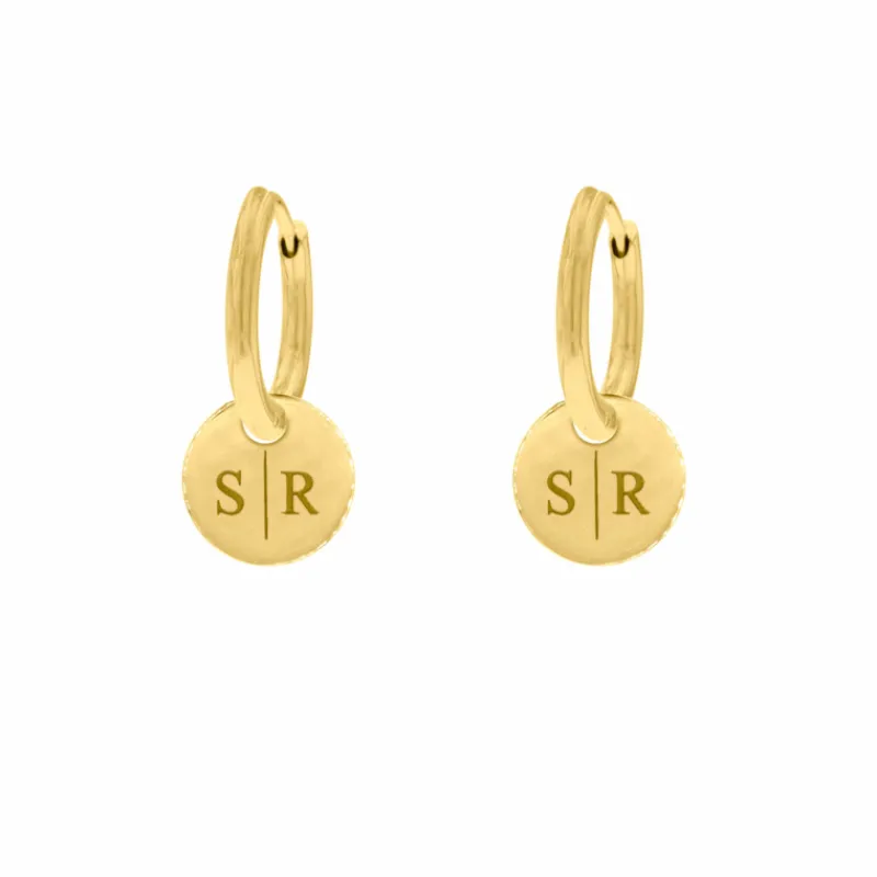 Finaste Gepersonaliseerde Oorbellen Twee Initialen Goud kleurig Sale