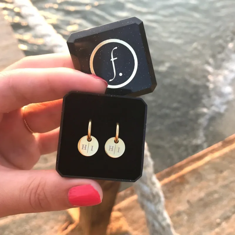 Finaste Gepersonaliseerde Oorbellen Twee Initialen Goud kleurig Sale