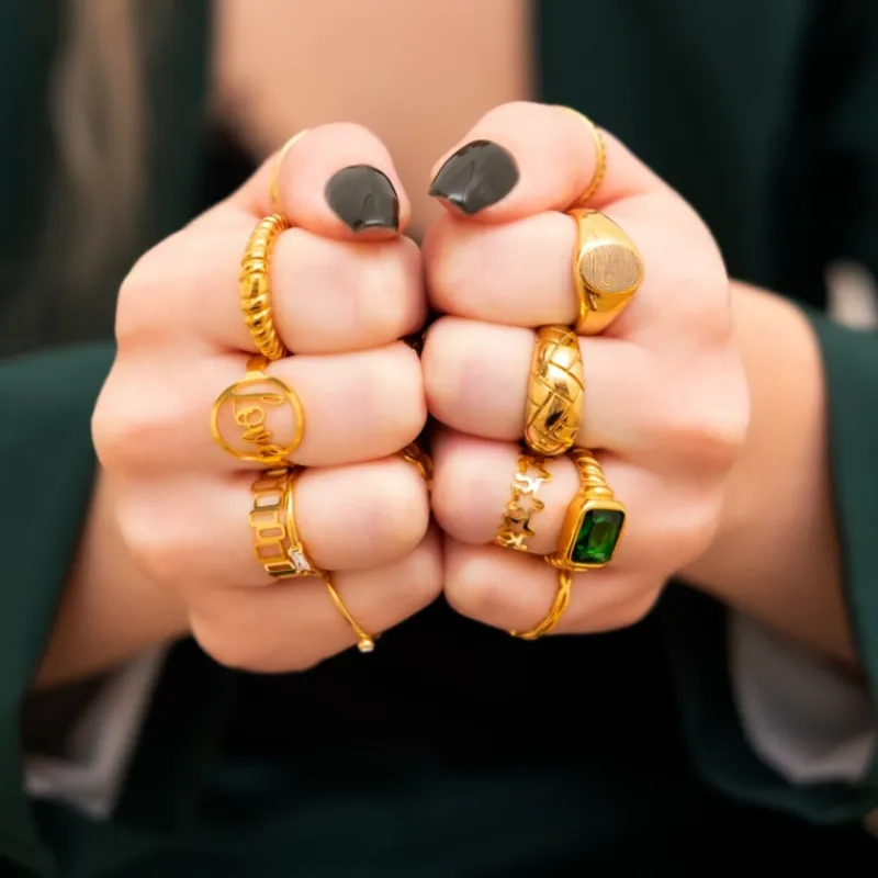 Finaste Gevlochten ring goud kleurig Online