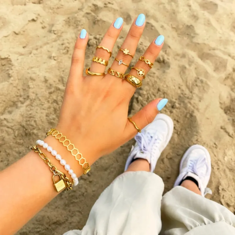 Finaste Gevlochten ring goud kleurig Online