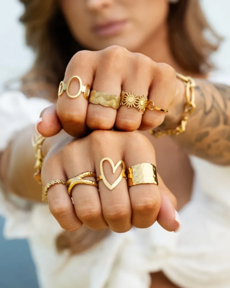 Finaste Gevlochten ring verstelbaar goudkleurig Fashion