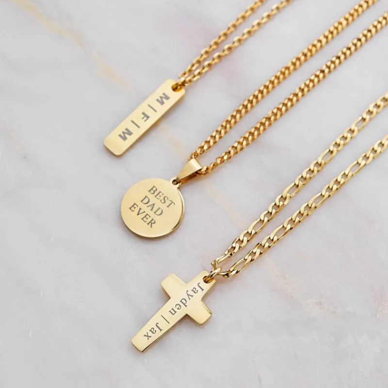Finaste Goud kleurige ketting heren met tekst Outlet