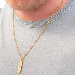 Finaste Goud kleurige ketting heren met tekst Outlet