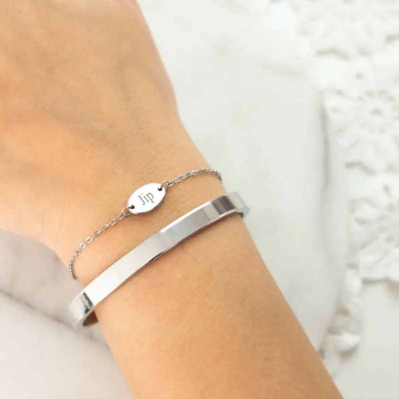 Finaste Graveerbaar armbandje met ovaal muntje Hot