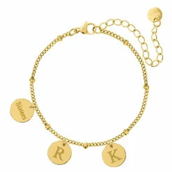 Finaste Graveerbare armband 3 muntjes goud kleurig Clearance