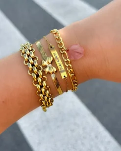 Finaste Graveerbare Armband Bar Goud Kleurig Clearance