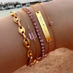 Finaste Graveerbare Armband Bar Goud Kleurig Clearance